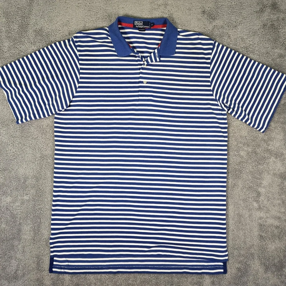 Polo Ralph Lauren Striped Short-Sleeve Polo Shirt Blue/ White Men’s XL